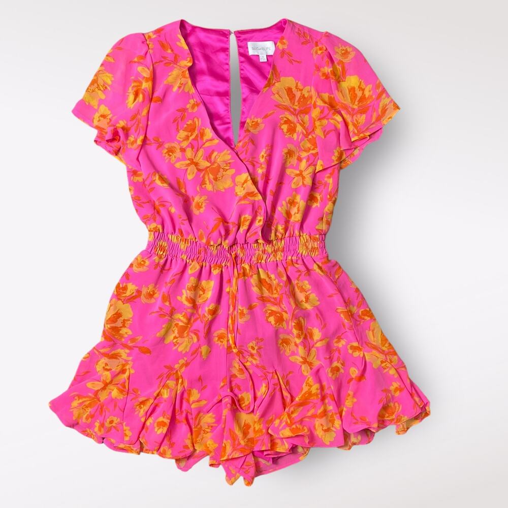 Sugarlips‎ Hot Pink Hot Rod Babygirl Drawstring Romper Size S
